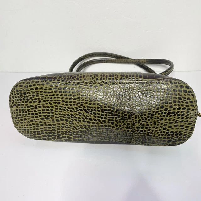 LONGCHAMP Roseau Green Croc Embossed Shoulder Bag With Dust Cover 6