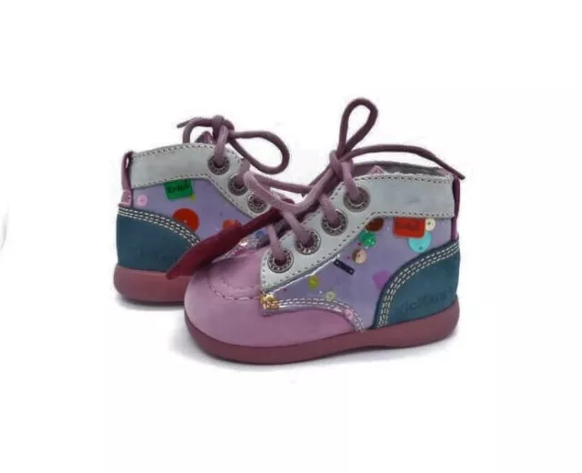 chaussures à lacets KICKERS bébé fille coloris rose multi