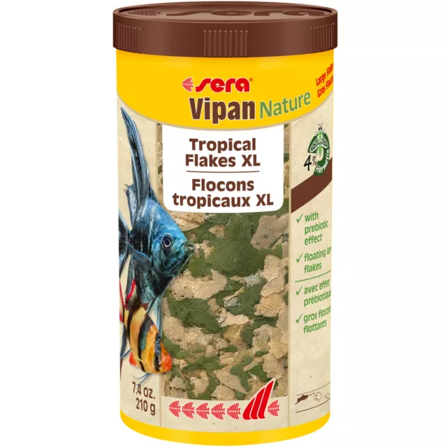 sera Vipan Nature Tropical Flakes XL 1000mL Large Sized Flake Fish Food