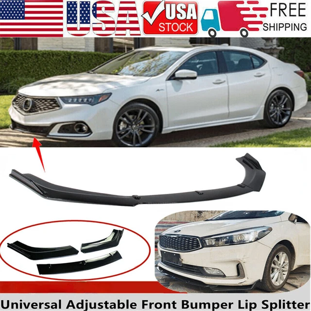 For Universal Car Front Bumper Lip Spoiler Splitter Body Kit Glossy Black 3PCS