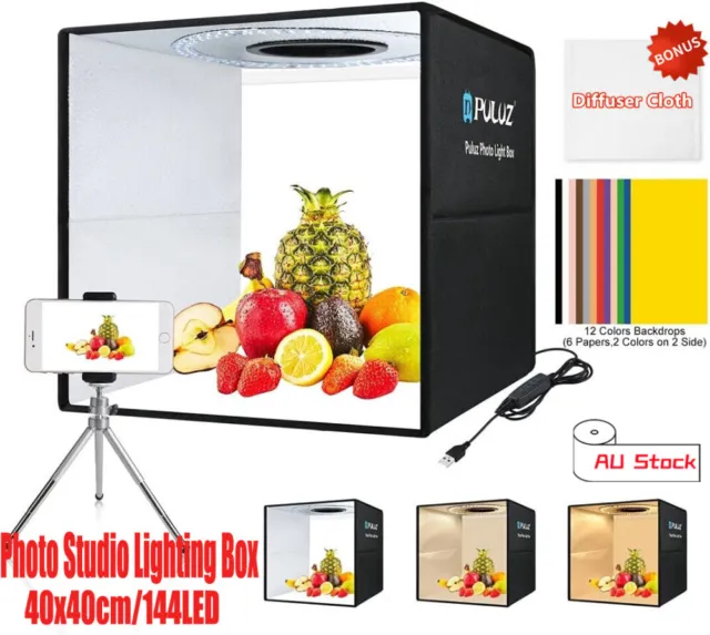 40cm PULUZ Portable LED Photo Light Box Tent Cube Studio Photography 144LED