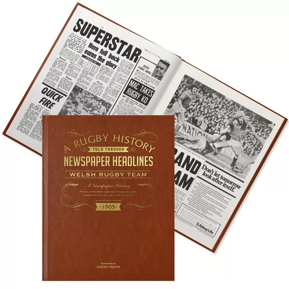 WALES Rugby Union Book - Personalised Newspaper History - Birthday Fan Gift