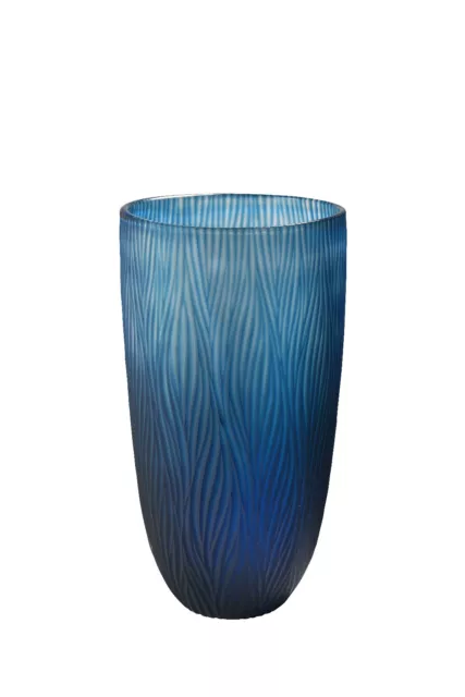 Alto Jarrón Florero Cristal Azul para el Suelo Decorativo de Mesa Hecho a Mano