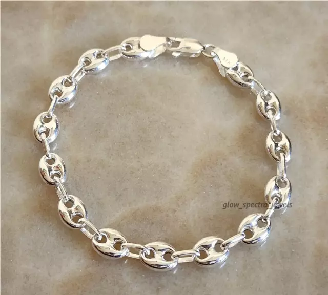 Anchor Chain Puff Mariner Links Stylish Twist Bracelet 925 Sterling Silver