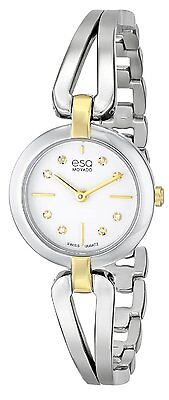 New Esq By Movado 07101443 Swiss Quartz Ladies Diamond Watch Tu-Tone Corbel