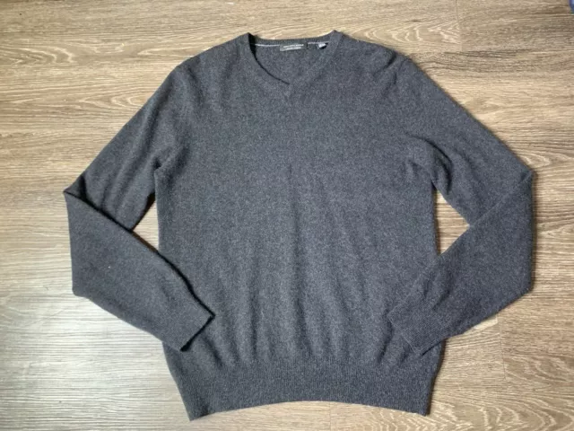 Saks Fifth Avenue Cashmere Sweater Mens Medium Gray Long Sleeve Everyday