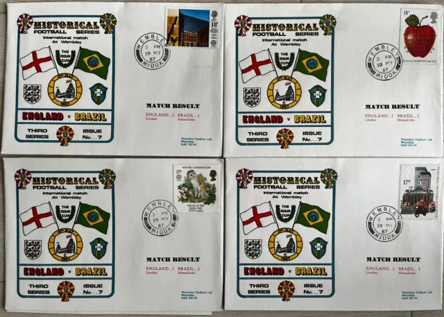 England v Brazil 19th May 1987 Dawn First Day Cover Set Of 4