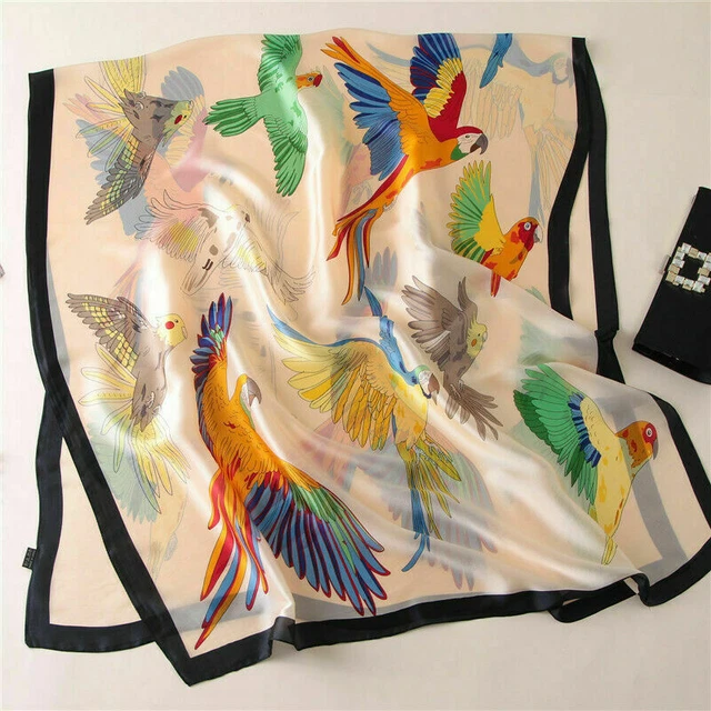 Imitate Chiffon Silk Long Scarf Shawl Fashion Birds Printed Oblong Wrap 70"*35"