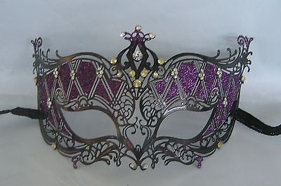Purple & Black Metal Venetian Party Masquerade Mask * NEW * Express Post Option