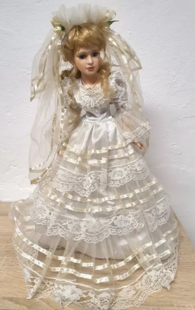 Muñeca artista muñeca de porcelana novia 46 cm coleccionista rareza vintage