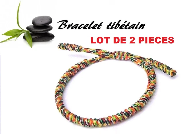 Bracelet Jonc Bouddhiste Tibétain Orange - Porte-bonheur Semi-rigide Tube