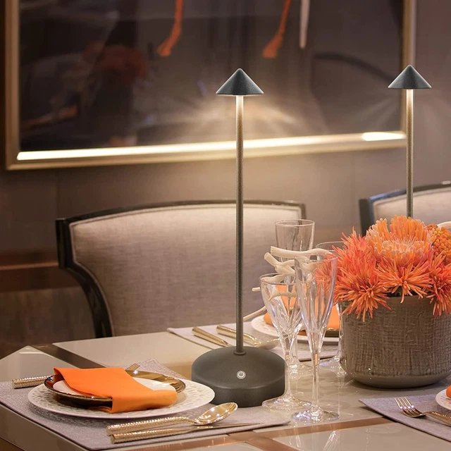 Lampada da Tavolo LED Ricaricabile Senza Fili, Touch Dimmer 3 Colori Luminosità
