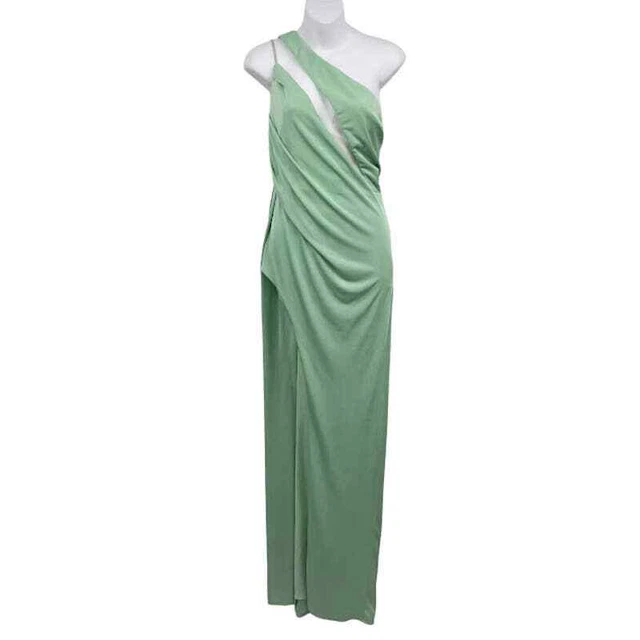 Katie May A Cut Above Gown L One Shoulder Cut Out Mesh High Side Slit Maxi NWD