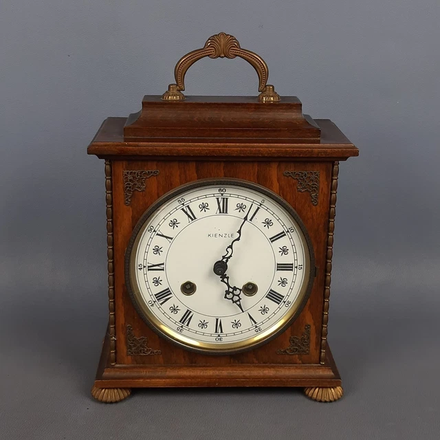 OROLOGIO DA TAVOLO Kienzle Meccanico Legno Ottone Con Campanello
