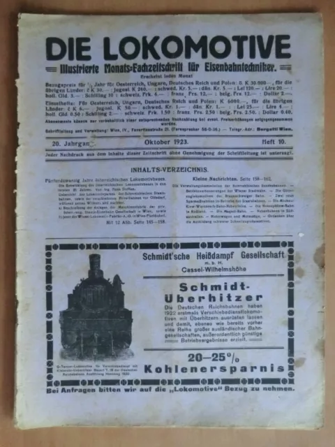 Die Lokomotive Zeitschrift v. 1923 Gölsdorf Gebirgs-Schnellzug Wiener Stadtbahn