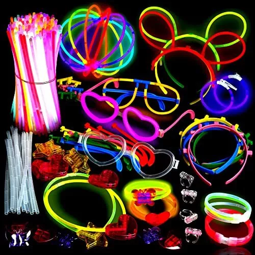 500 Glow Sticks Party Pack Necklaces And Bracelets - Ultra Bright Glow in The...