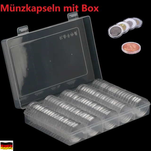 100Stk 30mm Klar Aufbewahrungsbox Münzkapseln Halter Rund Container Boxen DE
