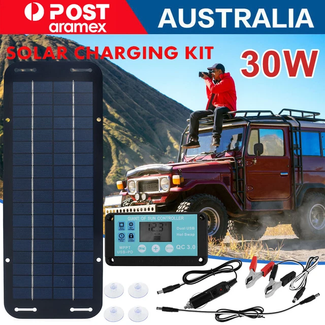 SOLAR POWERED PANEL Trickle Charger 12V 30W Battery Controller for RV
