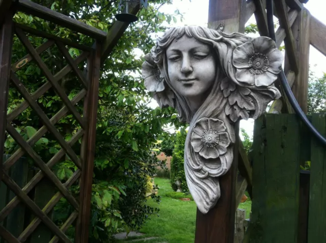 Garten Steinfigur Lady Wandrelief, Pflanzkübel, Stein ~ hübsches Gartenfigur