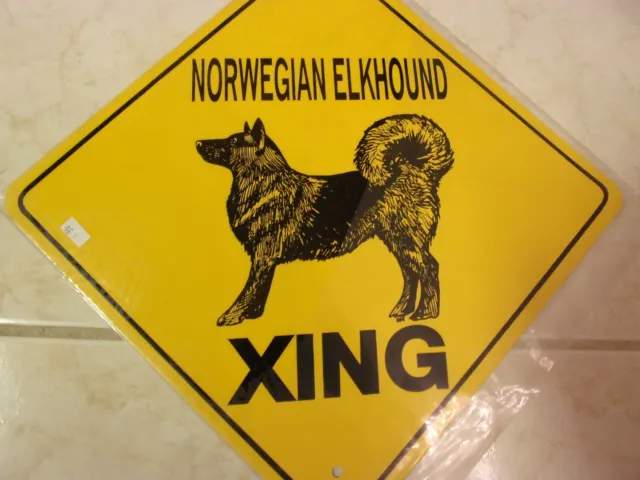 Señal ámbar de novedad de aluminio noruego elkhound xing 17"" x 17"" señal diagonal