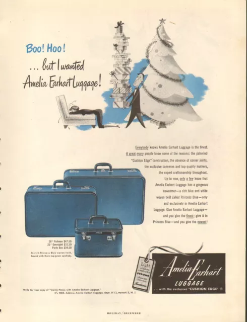 1950's Vintage ad for Amelia Earhart luggage retro Travel Blue  07/16/22