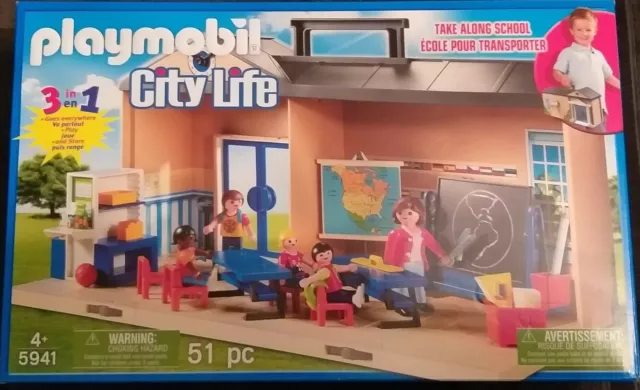 Playmobil City Life 5941 pas cher, Ecole transportable