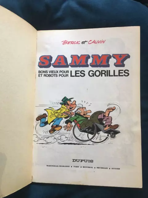 Dessins dédicace Berck  Cauvin  BD  SAMMY n°1 :  les Gorilles "   EO de 1973 TBE 3