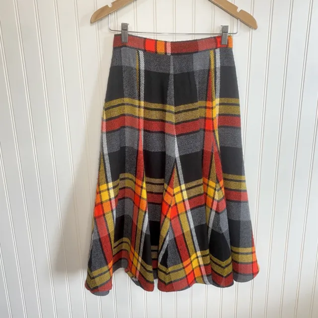 Vintage 1960s Plaid Tartan Bright Skirt EUC