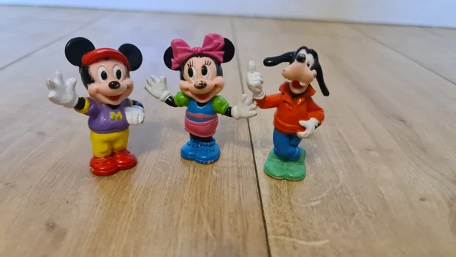 3x vintage walt disney mickey mouse minnie goofy mouse toys figures