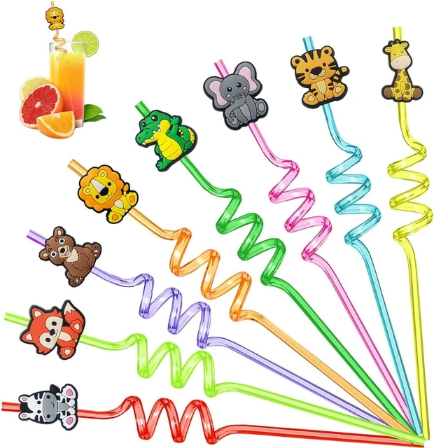 8 Tier Strohhalme Set - Wiederverwendbare Kinder Strohhalme Mit Süßen Tieren