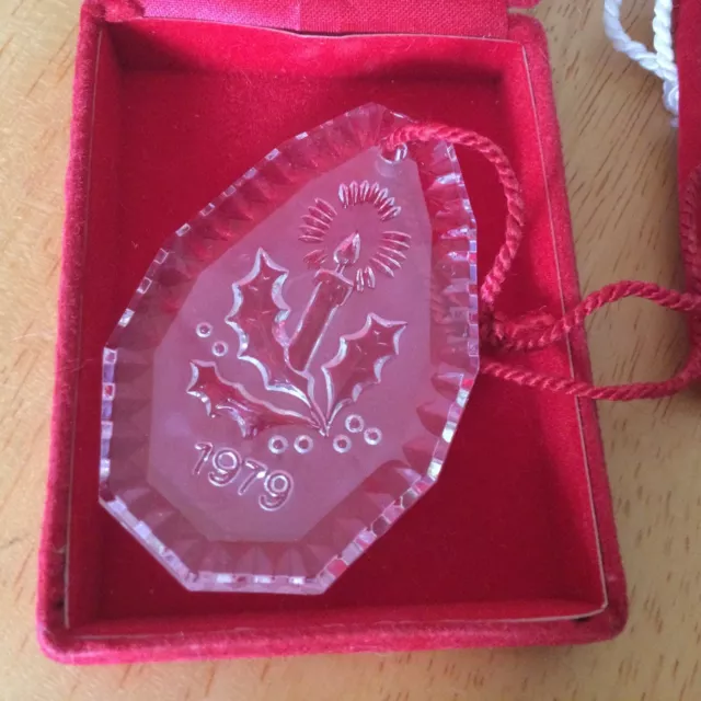 Waterford Crystal 1979 Candles & Holly Christmas Ornament