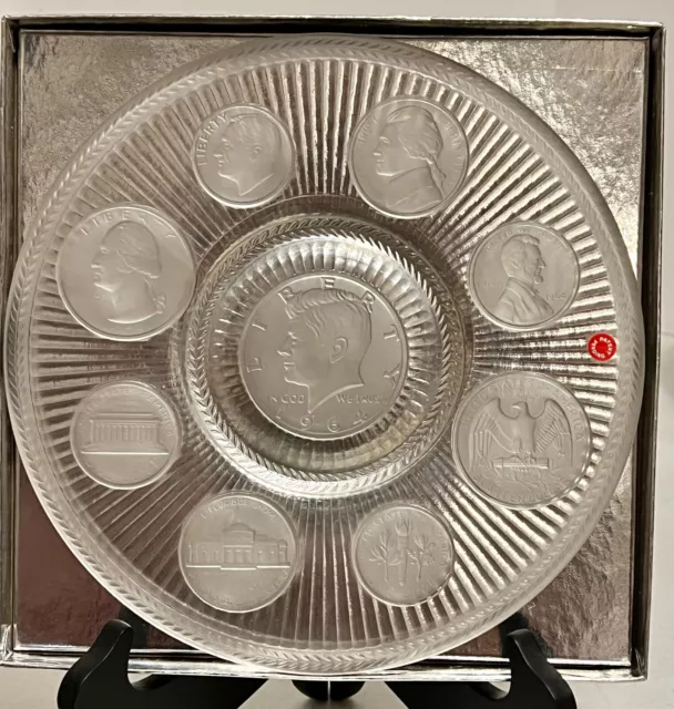 Imperial Glass Corporation Crystal Coins Plate 1964 Series In Original Box 3