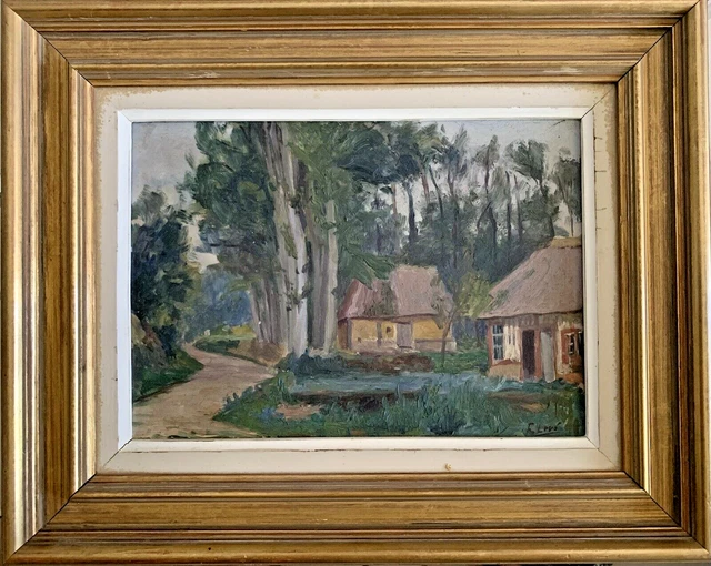 TABLEAU PEINTURE HUILE Impressionniste XXème. Paysage rural, Arbres EUR 270,00 - FR
