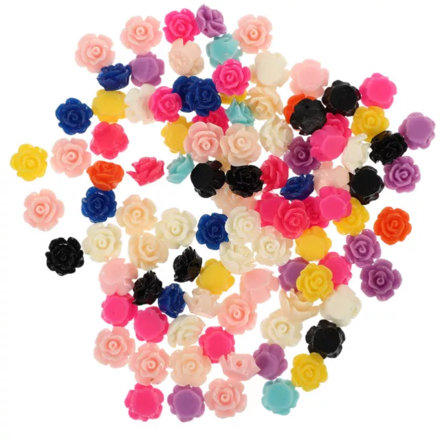 100 Pcs Flower Shape Pendants Rose with Hole Decor Miniture Decoration Jewelry