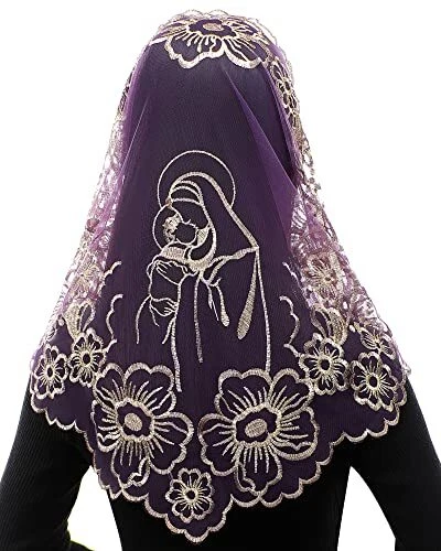 Chapel Veils Catholic Mass Mantilla Lace Head Coverings Floral Church Veil NEW