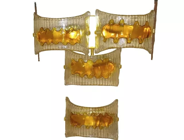 Mazzega Honey Colour Pair Sconces Toni Zuccheri Idea 1970