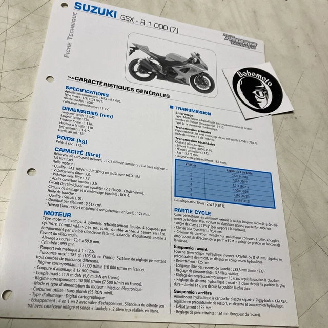 Suzuki Gsx-R 1000 2007 Scheda Tecnica Motocicletta Sospensione Gsxr