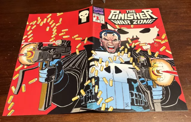 Punisher War Zone 1, NM 9.4, Marvel 1992, Die-Cut Wrap Around Cover, Romita Jr