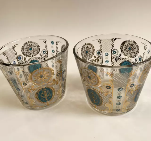 Georges Briard Glass Ice Buckets, Vintage Set of 2, Beautiful, Ships Fast! RARE