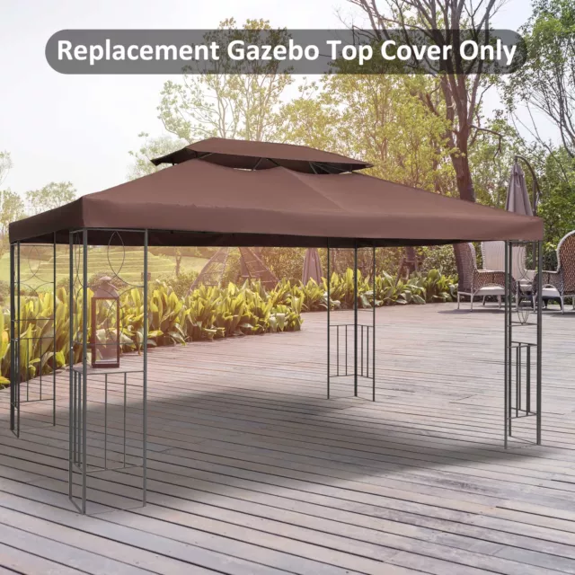 13' x 10' 2 Tier Gazebo Canopy Top Cover Replacement Garden Patio Brown