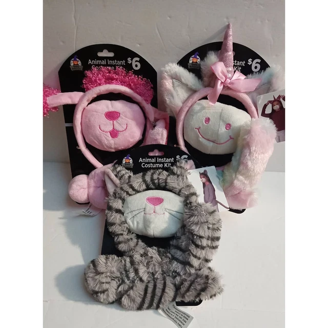 Instant Halloween Dress Up Costume Ears Nose and Tail Cat Unicorn and Poodle