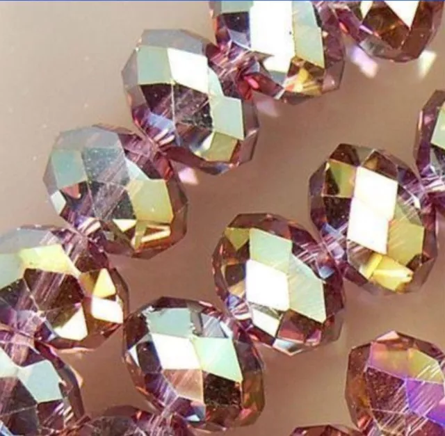 1000 Pcs 3x4mm Faceted Purple Multicolor Crystal Rondelle Gems Loose Beads