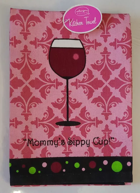 Terry Puma Design Kitchen Towel Mommy's Sippy Cup!    Cute Little Humerous Towel