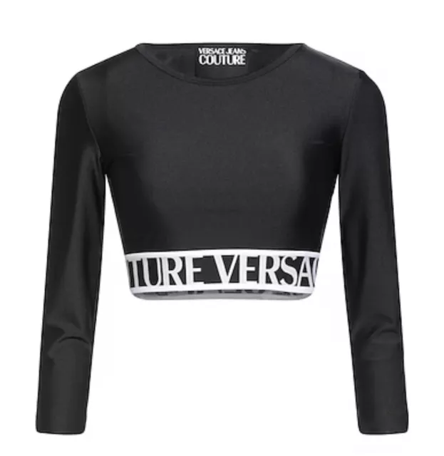 Versace jeans couture women’s black logo crop top size 4