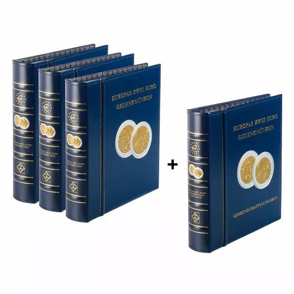 Lot des albums «Pièces europ. commémoratives de 2€» tome 1+2+3+JI incl.étui de p
