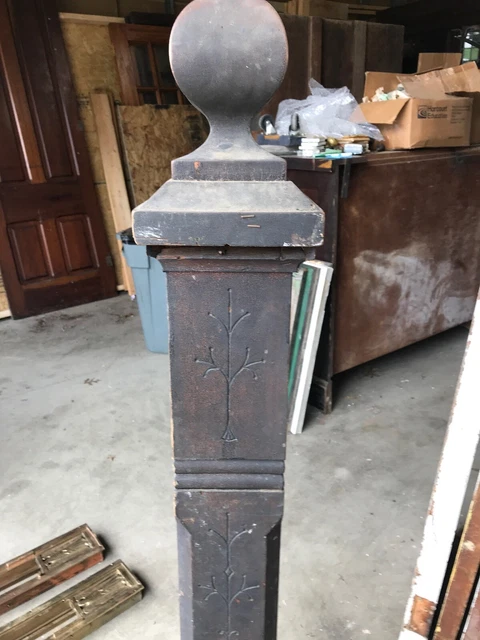 MAR Antique carved Victorian Newell Post For Stairway 55 X 7“ Square 9