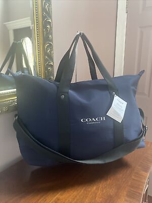 New Coach Weekender Bag Duffle Blue Nylon Gym Extra Large Promotional Item X1