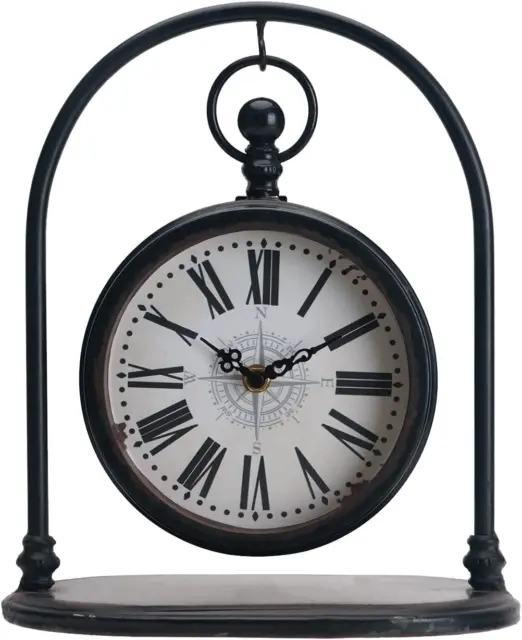 10'' X 11''' Big Size Iron Table Clock, Rustic Arch Hanging Design Silent Non Ti