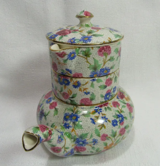 Royal Winton Grimwades England OLD COTTAGE CHINTZ Mini Stacking Teapot REDUCED!! 3