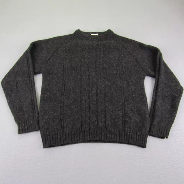 Vintage Woolrich Sweater Womens Large Gray Fisherman Wool Ribbed Knit Raglan